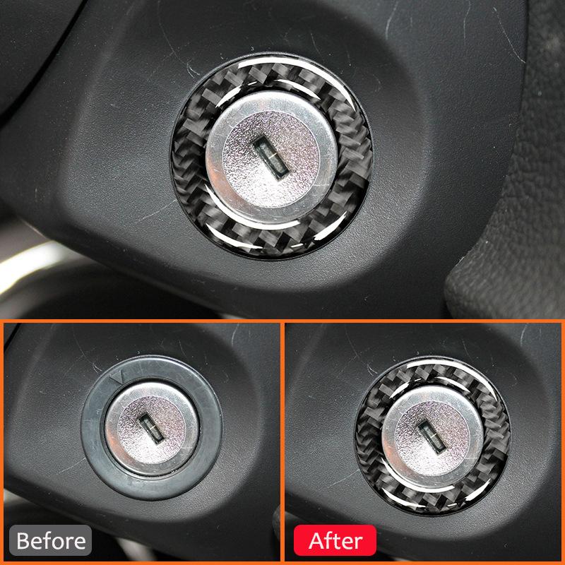 Für Ford Mustang 2009-2013 Kohlefaser Auto Keyless ONE-CLICK Start Stopp Knopf Motor Zündschalter Rahmen Dekorationsaufkleber