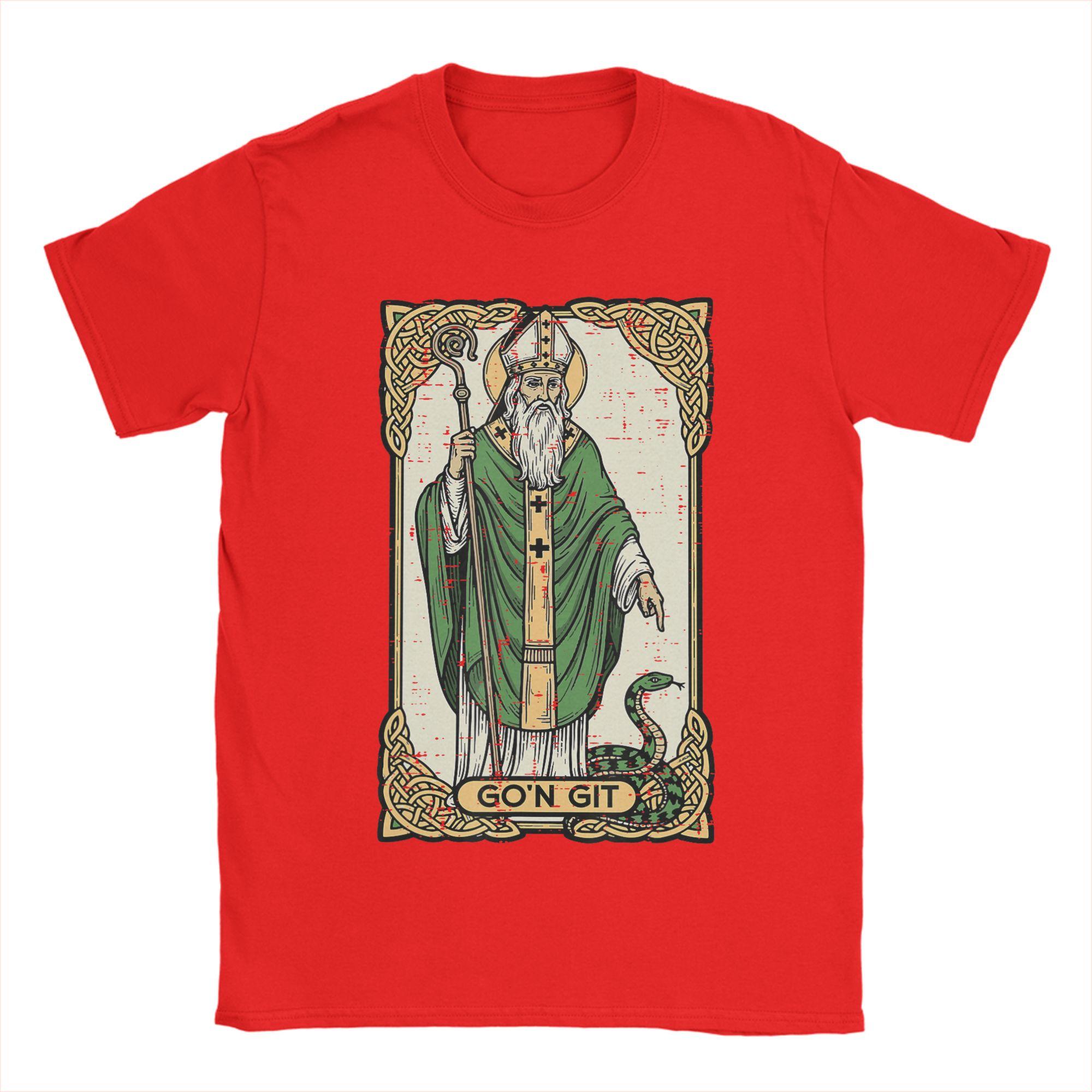 St Patrick Snake Gon Git Card Saint Pattys Unisexs T Shirts Vintage Tee Shirt Short Sleeve Round Neck Cotton Unique Clothing S