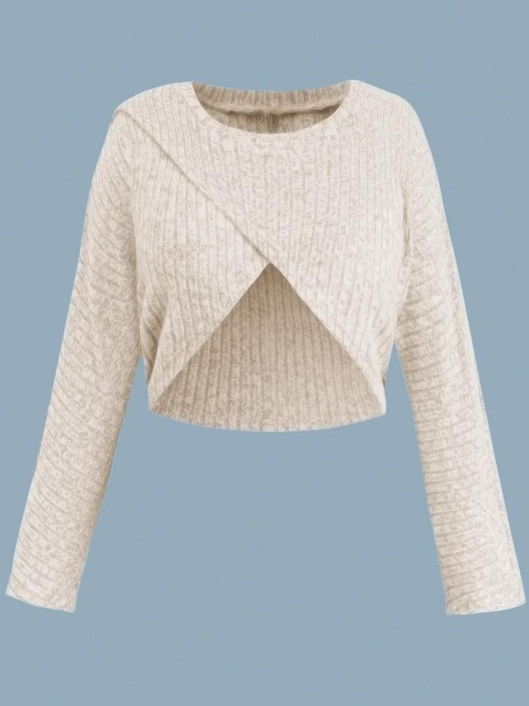 Plus Size Women's Knit Cardigan & Split Camisole Dress Set - Korean Style Autumn/Winter