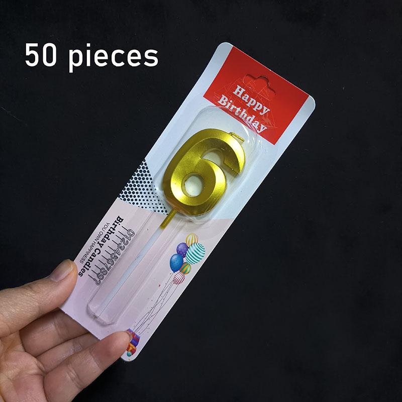 50pcs/lot Wholesale Gilding Number 0-9 Sweet Birthday Cake Candles Bulk Sales Cakes Decorating Supplies for Home Decor