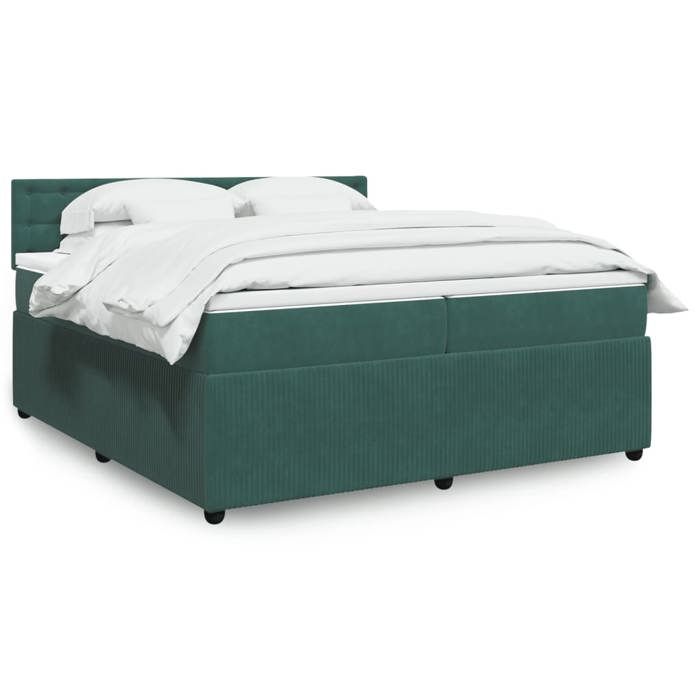 VidaXL Slat Bed Base and Mattress Dark Green 200x200cm Velvet 3287845