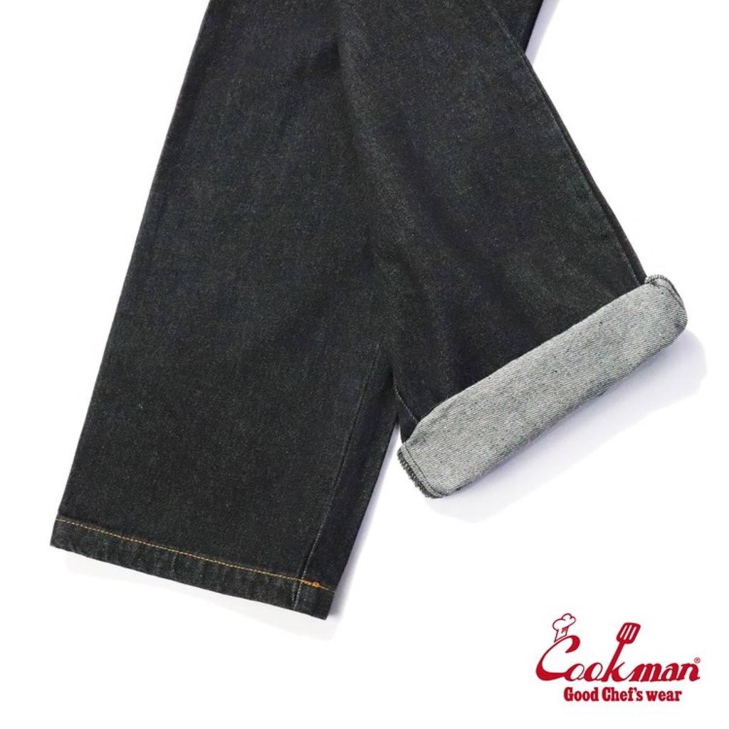 COOKMAN Chef Long Denim Size Medium Pants, Semi-Wide, Pants, Black, 231-23887,