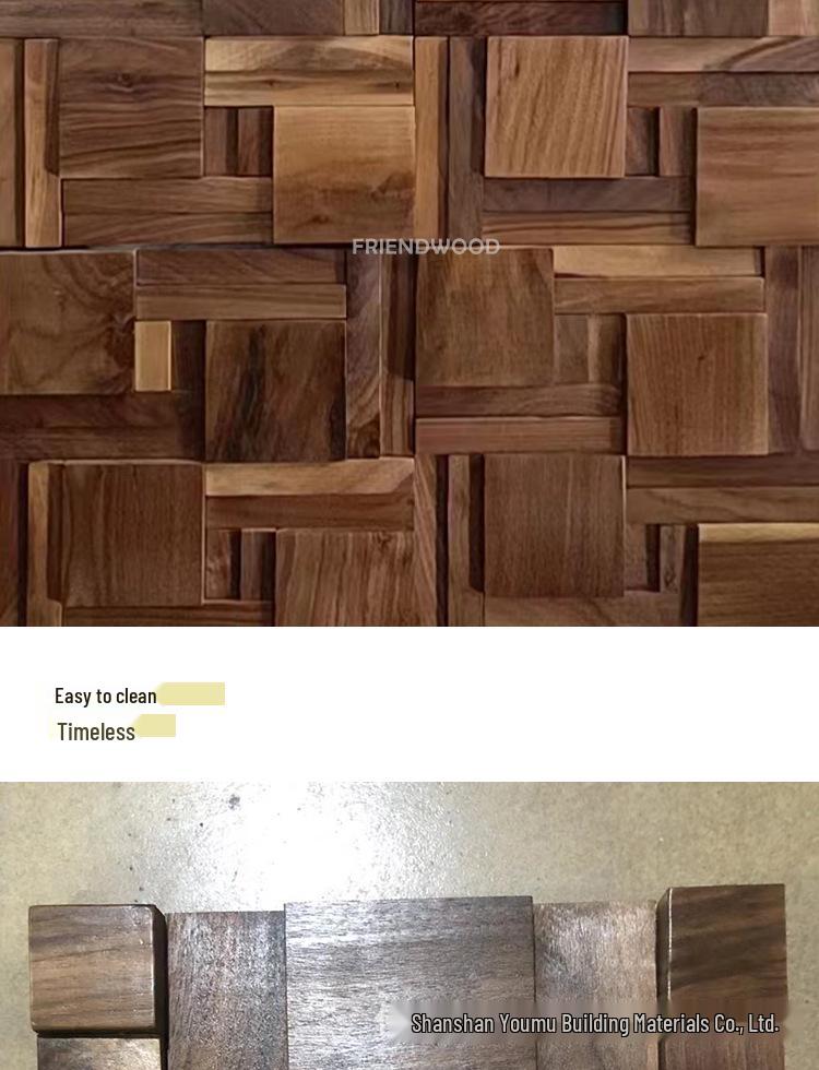 Elegant Black Walnut Wood 3D Wall Décor for Hotel, Club, Living Room, Dining, or Entrance Hall.