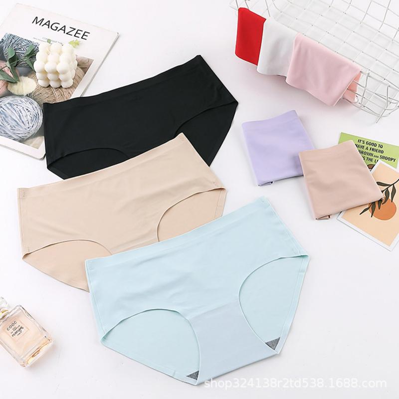 Womens Solid Color Soft Panties Breathable Briefs