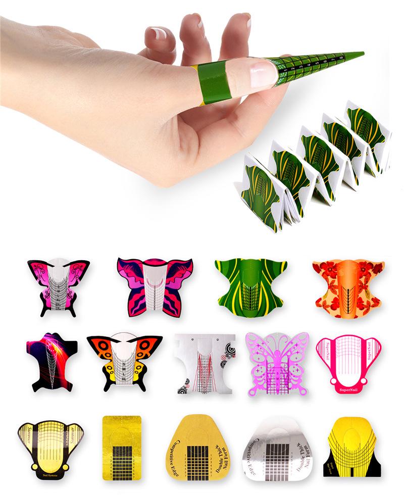Nail Extension Paper Forms - Square Butterfly UV Gel & Acrylic, 20 To 100 Pcs