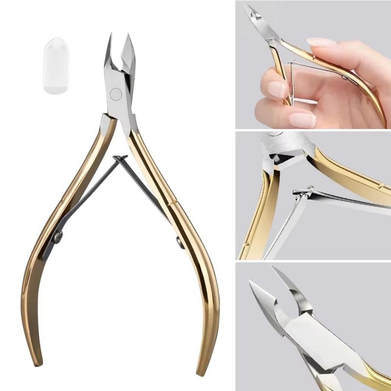 Premium Goldene Nagelhautzange, Edelstahl Maniküre Pediküre Werkzeug für abgestorbene Haut & Nagelpflege