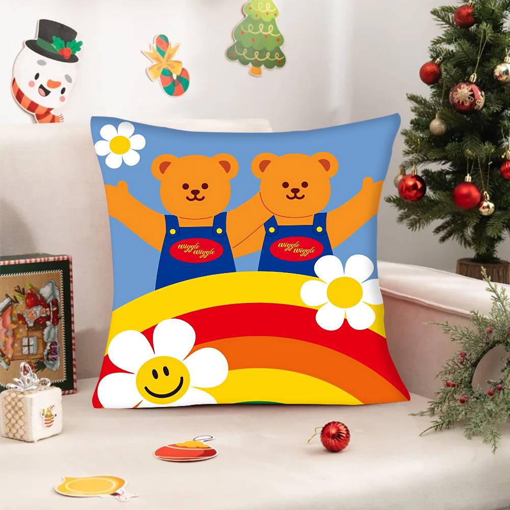 1PC W-Wiggle Wiggles Smile Flower Pillow Case Square  Bedroom Sofa Leisure Comfort Cushion Car Home Decoration Pillowcase 40x40
