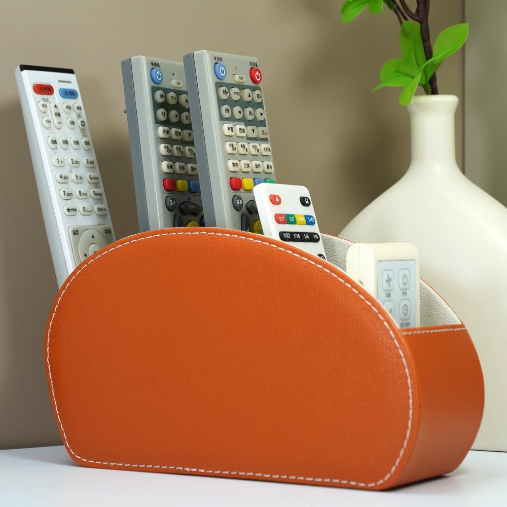 Pu Leather Organizer Remote Control Phone and Tv Holder Desk Storage Box Cosmetics Brush