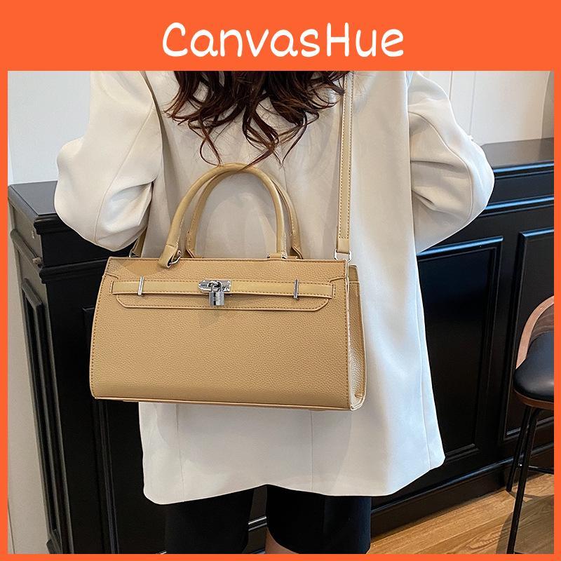 Elegant Women Soft Handbag Internal Solid Color Design And Lock Decoration