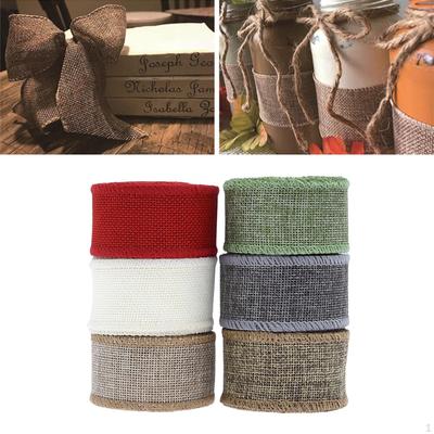 6 Pieces Burlap Ribbon Rolls, Wrapping Jute, for Christmas Crafts Decoration Wedding