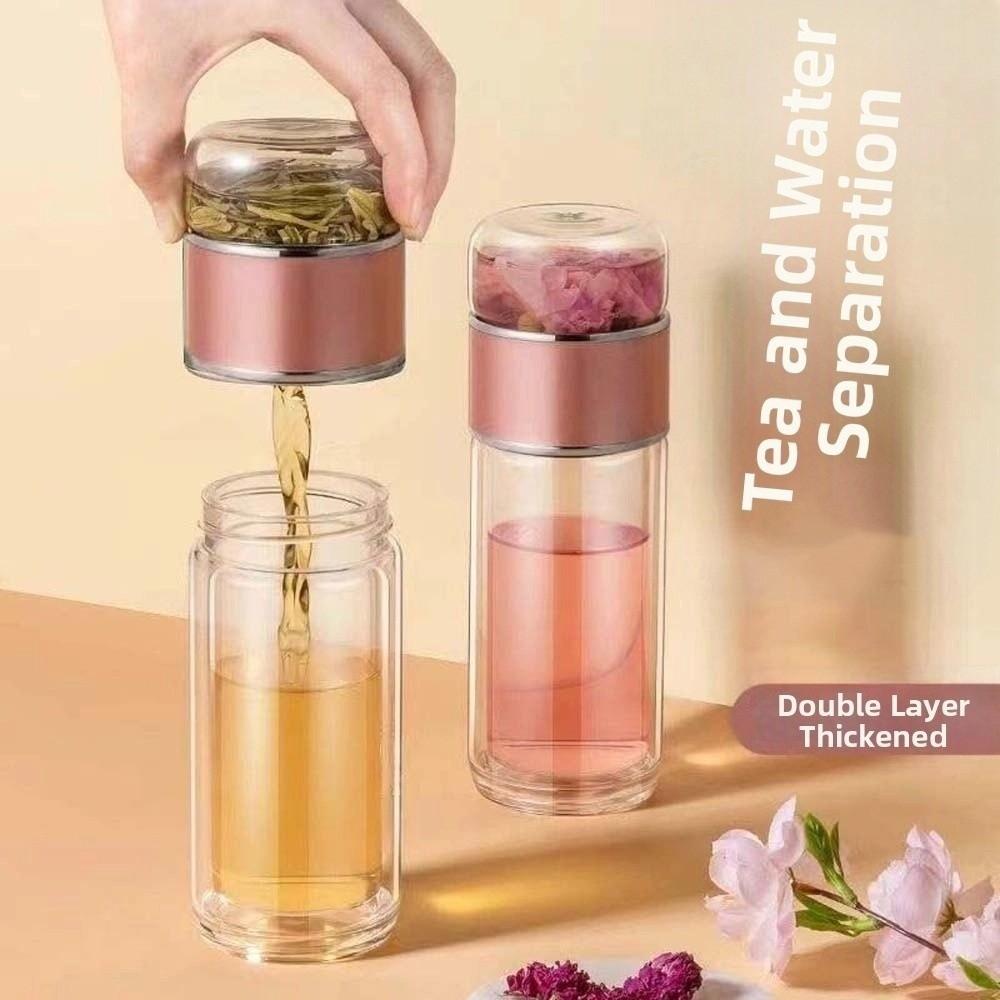 Borosilicate Glass 500ML Tea Bottle 304 Stainless Steel Handhold Portable Bottle School