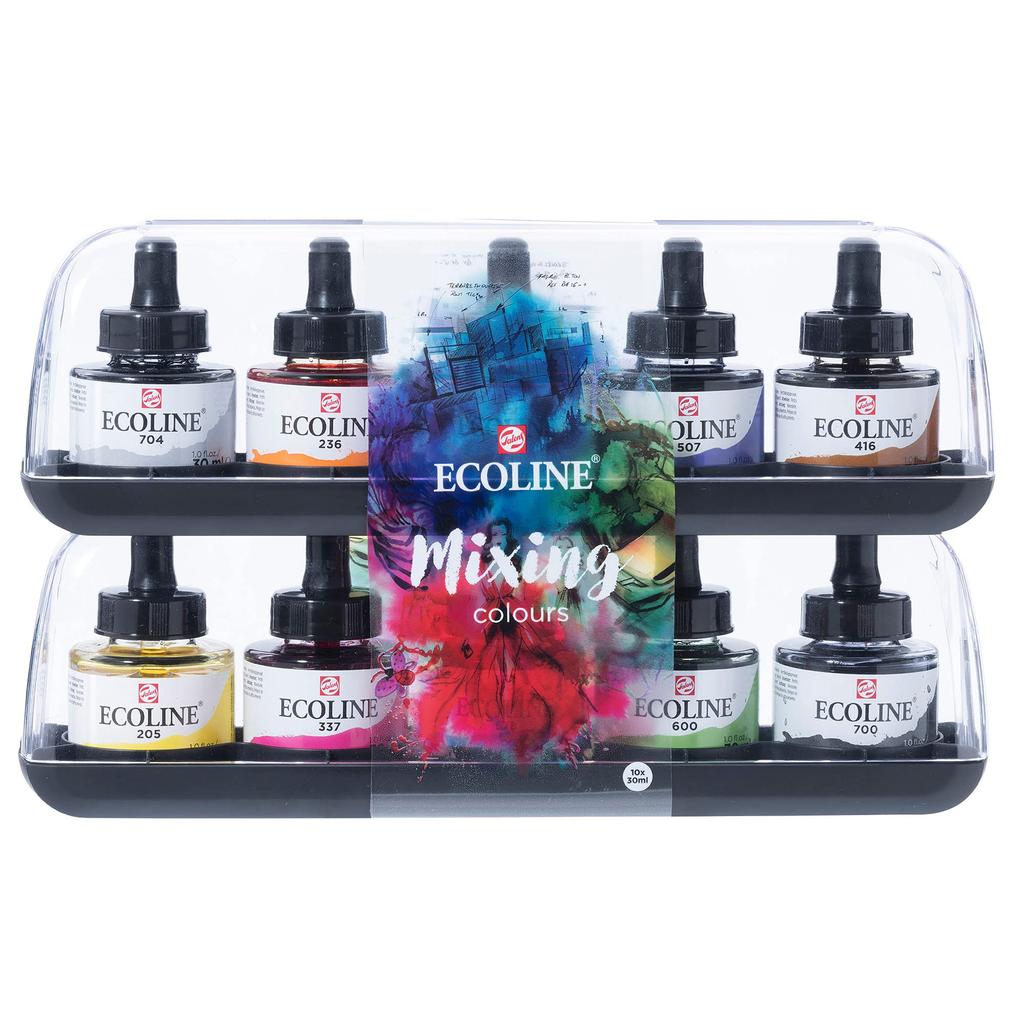 Talens Japan Ecoline Color Ink, 10-Color Set, T1125-9902, 30ml
