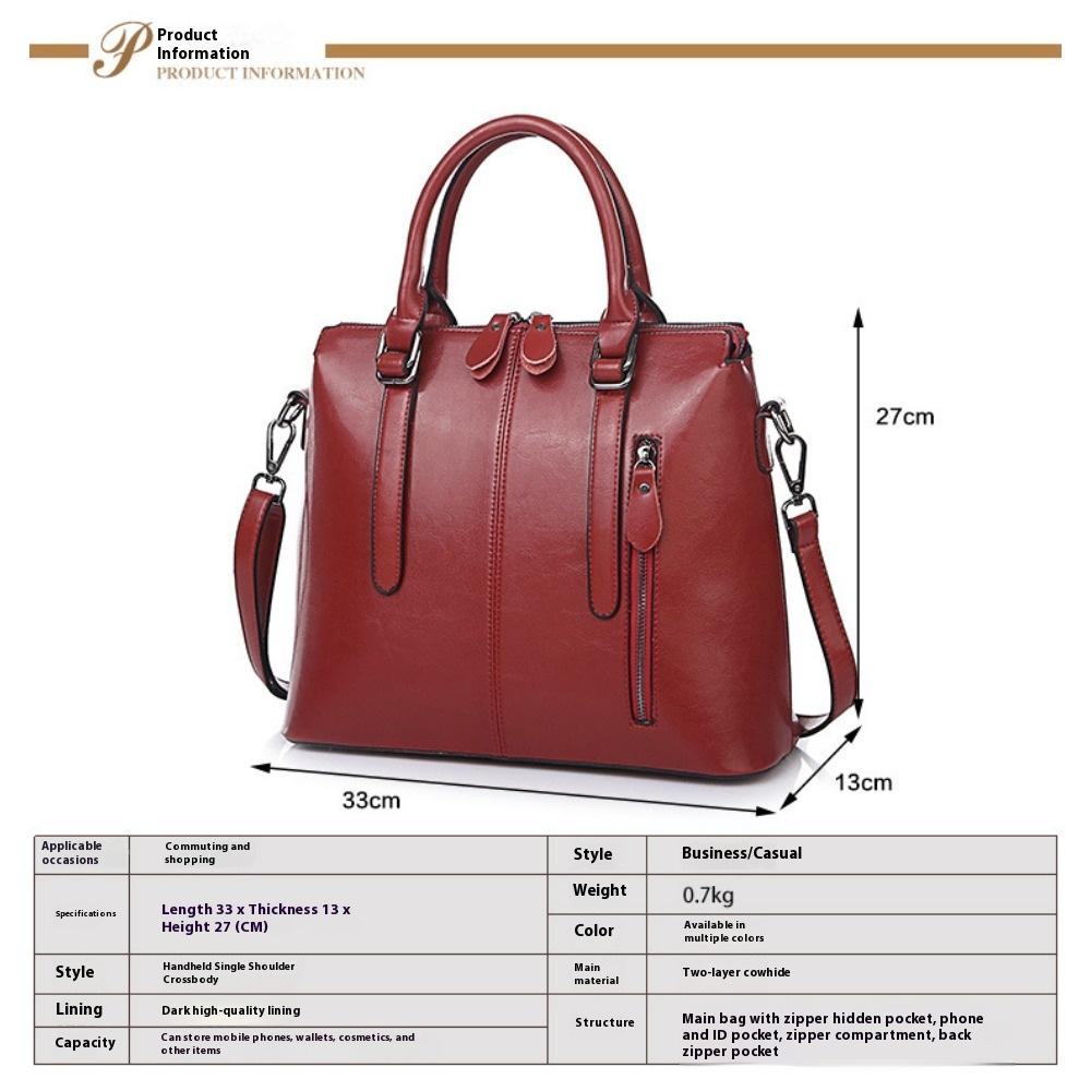 Style Leather Women's Bag Women's Hand Crossbody One Shoulder Oil Wax Cowhide Bag
