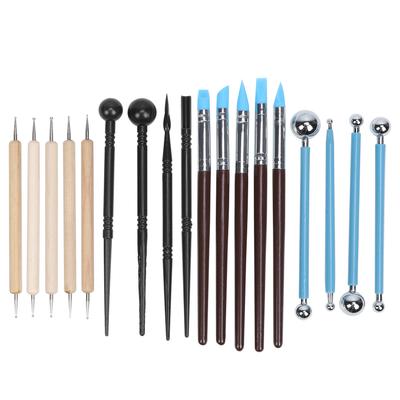 Kit de Artesanía de Arcilla de 18 Piezas Palo de Pliegue Lápiz de Punta de Madera para Perforar Herramientas para Esculpir y Hacer Cerámica