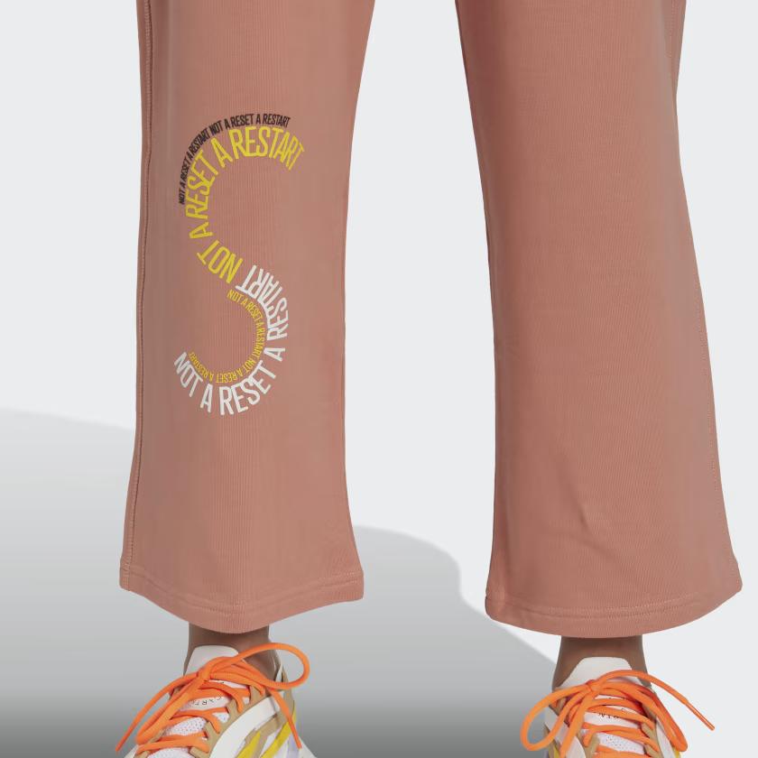 Adidas X Stella McCartney Collaboration Logo Print Drawstring Fitted Sports Pants Women Pants Pink IB5879