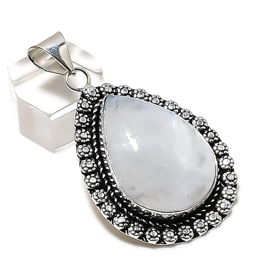 Natural Moonstone Gemstone Handmade 925 Sterling Silver Pendant 2.17 ETC-14215
