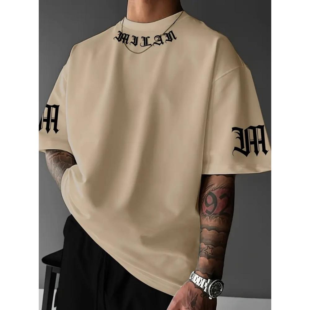 A New Men's T-shirt for the Summer of 2026featuring Casual and Fashionable Letter Prints and Breathable Streetwear Style