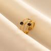 Balck Enamel Gold Plated Heart Fire Evil Eye Stainless Steel Ring Vintage Finger Jewelry Sun Moon Star Rings For Women Men Bague
