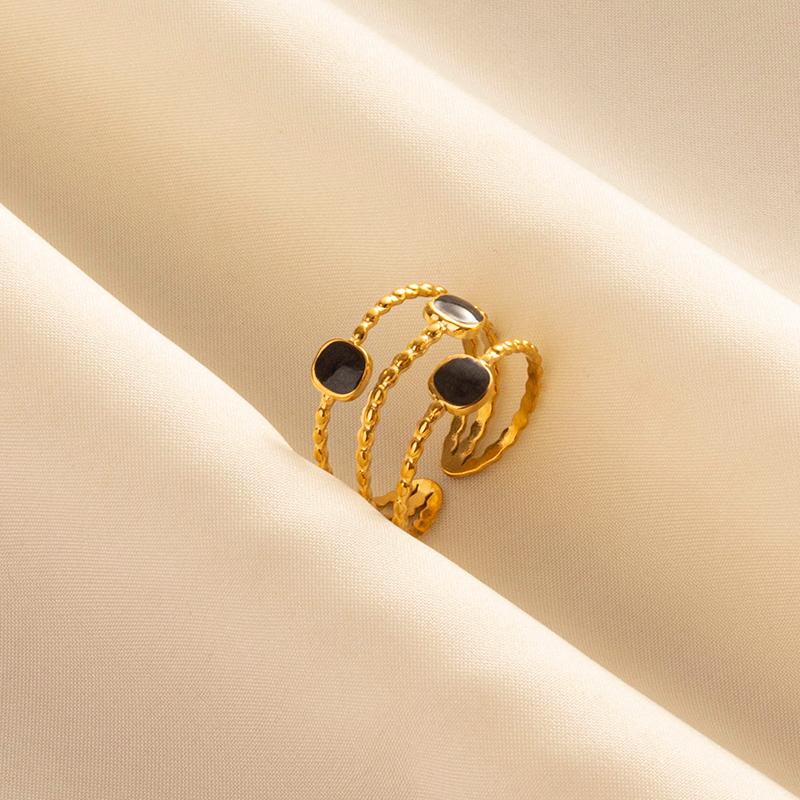 Balck Enamel Gold Plated Heart Fire Evil Eye Stainless Steel Ring Vintage Finger Jewelry Sun Moon Star Rings For Women Men Bague