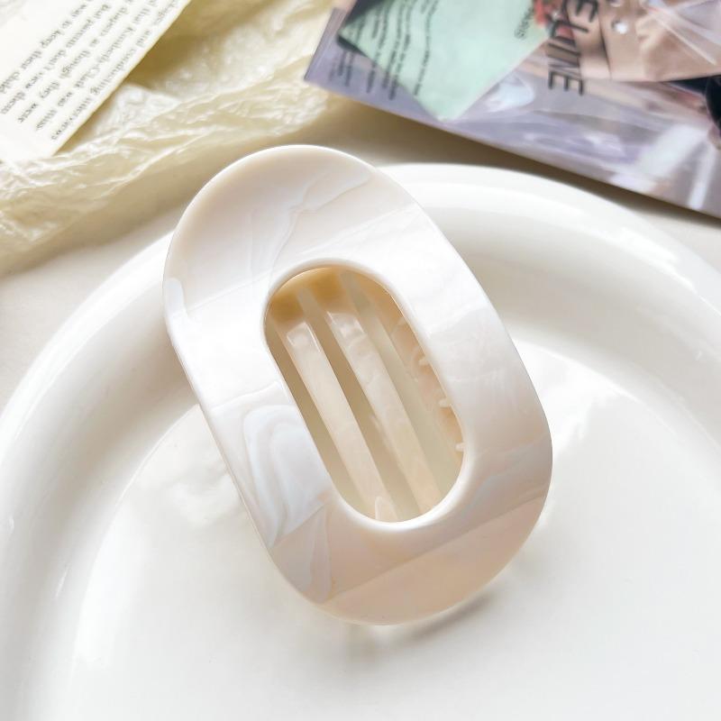 Arc-shaped Oval Grab Clip Marble Gradient Color Ponytail Bun Shark Clip High-end Hair Accessory Hair Clip