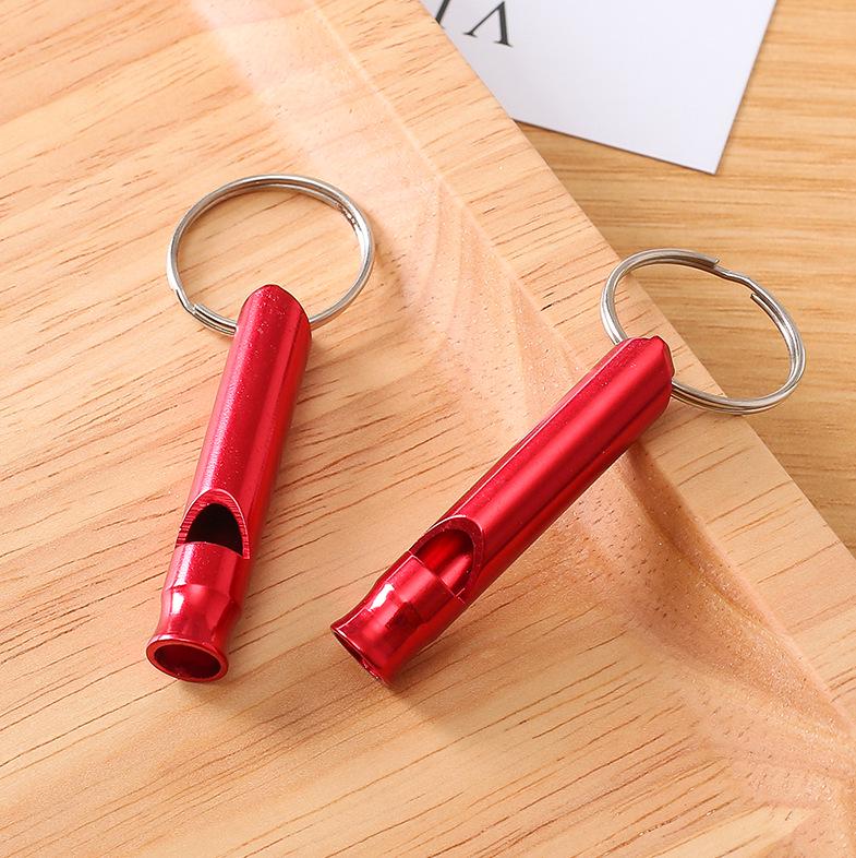 High-Frequency Dual/Single-Hole Aluminum Whistle with Lanyard for Outdoor Survival
