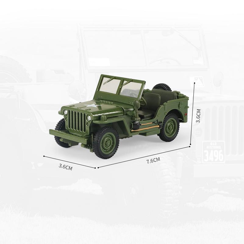1/43 Scale JEEP WILLYS Military Army Vehicle Miniature Model Zinc Alloy Toy Car Free Wheels Diecast Metal Collection Gift for Kids