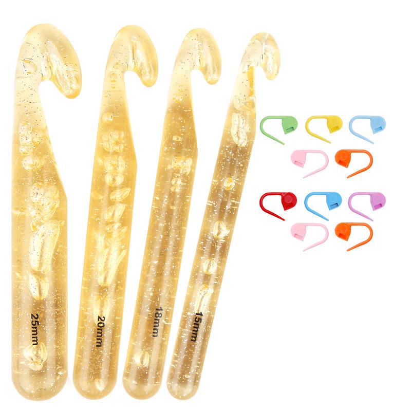 Transparent Thickened Crystal Crochet Hook Set: 5-Piece for Thick Yarn Knitting