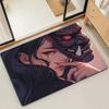 Japanese Samurai Oni Mask Girl Door Mat Bath Microfiber Decorative Versatile Flannel Floor Mat Quick Dry Absorbent Non-slip Sole