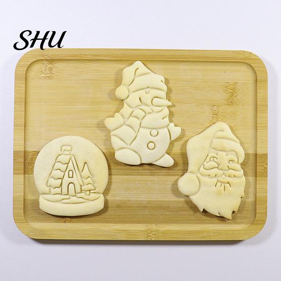 Christmas Cookie Mold Snowball Snowman Santa Claus Shaped Cutting Classic Design Festive DIY Biscuit for Holiday Party Baking Tool