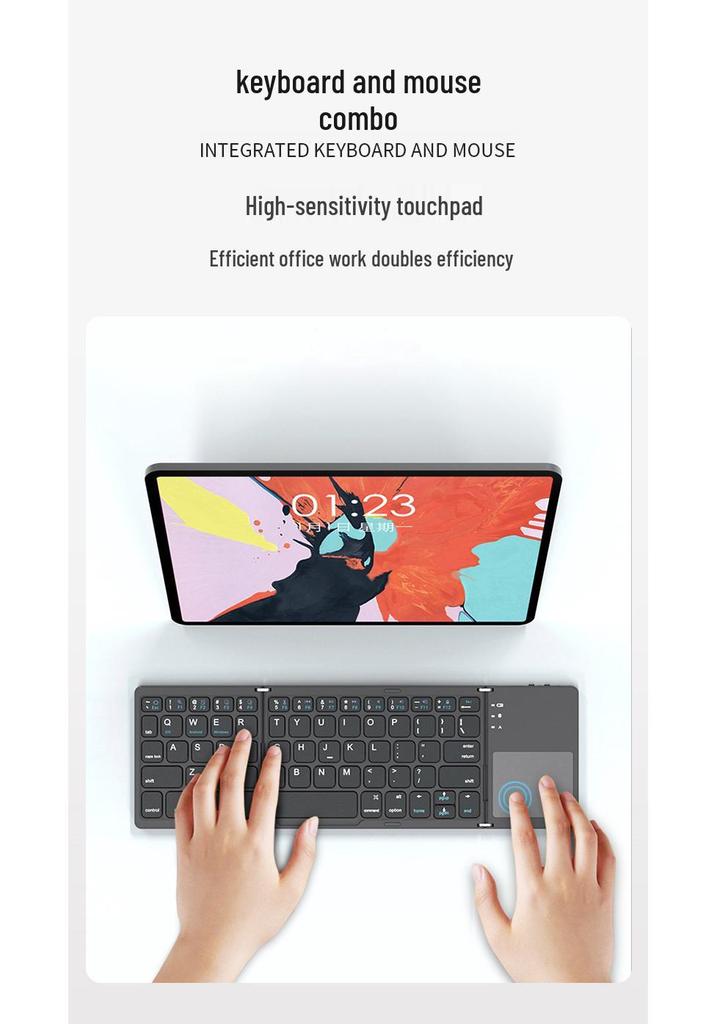 Ultra-Thin Tri-fold Bluetooth Keyboard with Touchpad for Phone/Computer