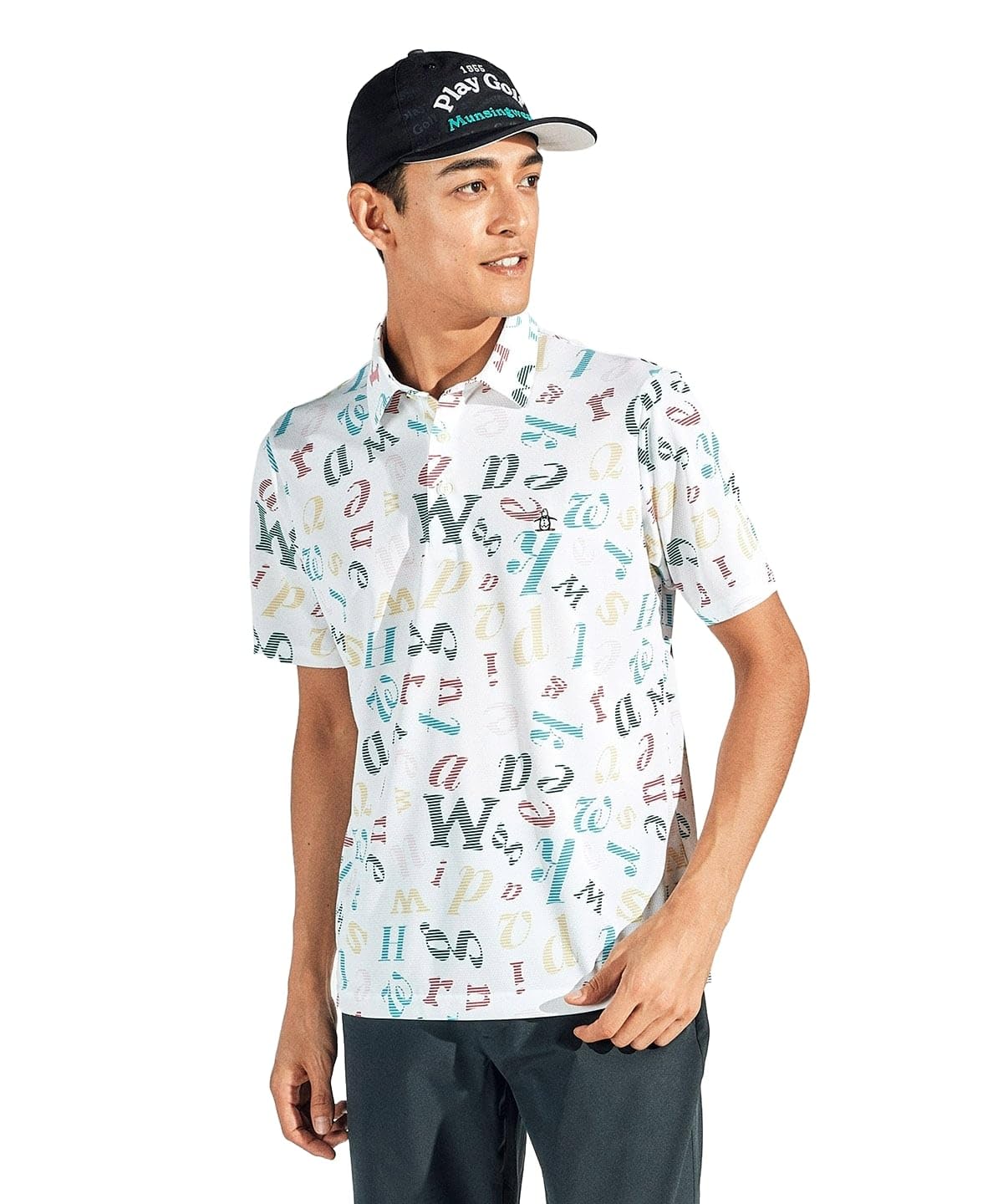 

Рубашка поло с коротким рукавом Munsingwear ExcDRY для гольфа WH00, принт по всей поверхности, влагоотводящая, быстросохнущая, тянущаяся, рубашка, MG5SHS58M, мужская, (белый)