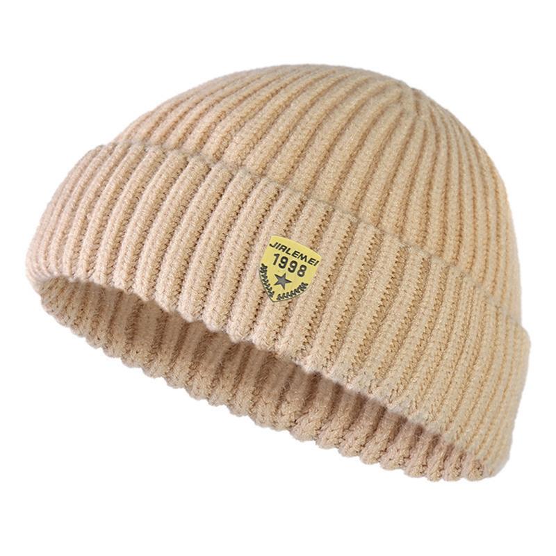 Autumn and winter knitted hat men's warm woolen hat couple pullover landlord hat ins street melon skin hat 1998 logo