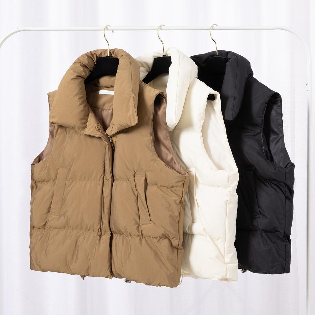Baumwollweste Damen Herbst und Winter Kleiner Duftender Wind Stehkragen Neu Ärmellose Baumwolljacke Weste Tragen Jackenclip Tide