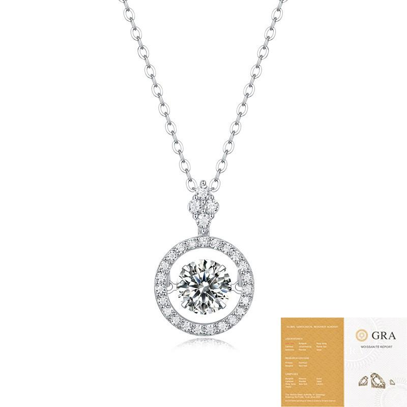 Sterling Moissanite Pendant Necklace Women With Chain Geometric Design Adjustable Length