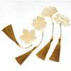 New Rose Gold Apricot Leaf Metal Bookmark Tassel Chinese Style