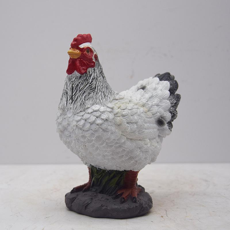 Pastoral Resin Rooster & Hen Garden Statues