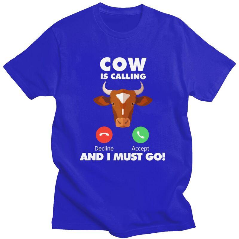 My Cow Is Calling T Shirt Men Women Animals Lover Tshirts Streetwear Casual Graphic Tee Tops Loose Oversized Clothes