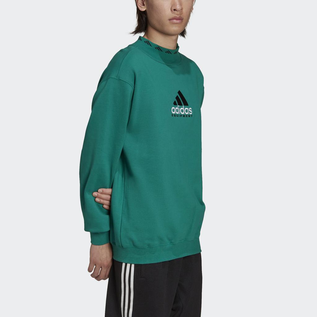 Adidas Originals Eqt Logo Embroidered Sport Crew Neck Sweatshirt Men Tops Green HG8093