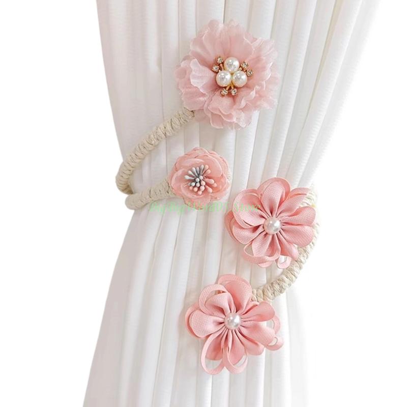 24TE Artificial Flower Curtain Clip Flexible Window Drapery Holdback for Living Room