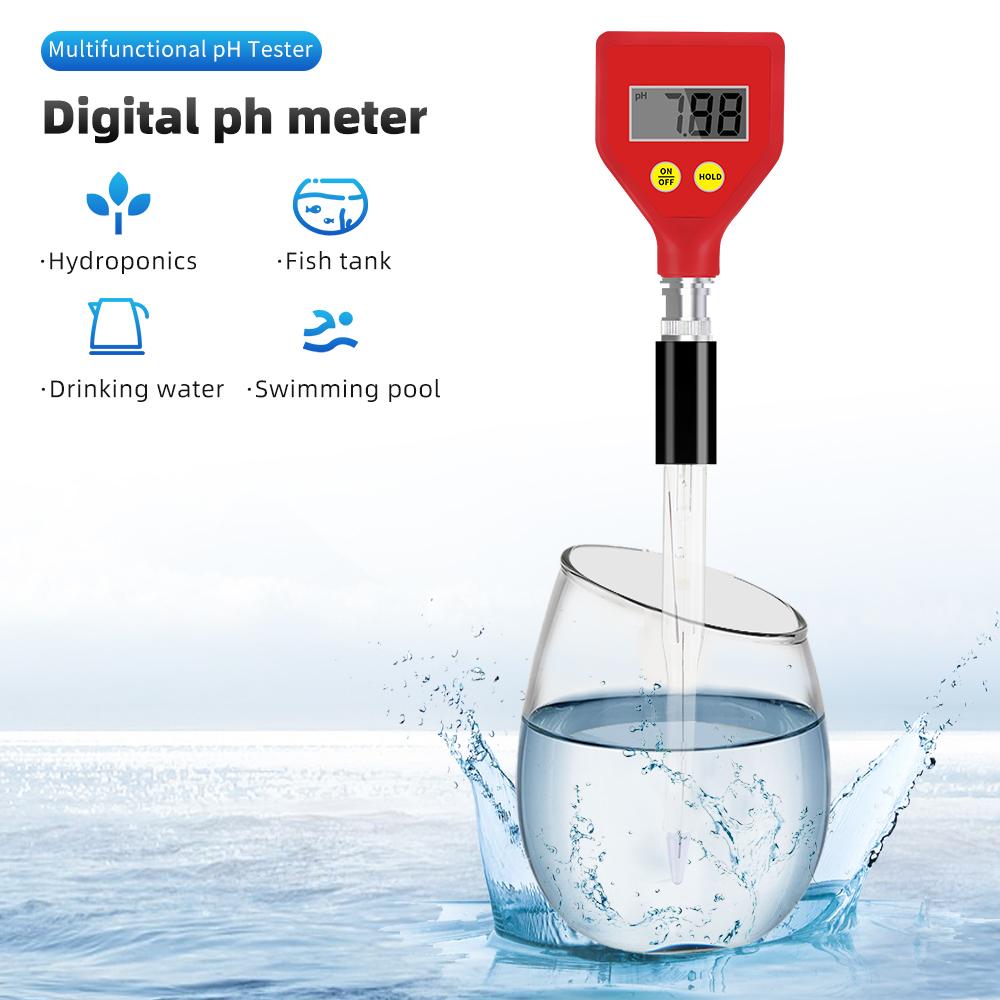 Handheld PH Meter PH-98108 pH Tester Glass Electrode Water Quality Detector for Aquarium Water Food Cheese Milk Soil