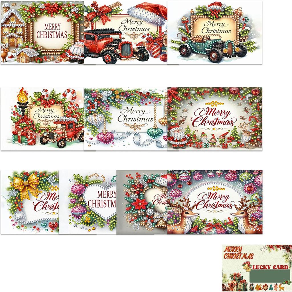 10pcs DIY Diamond Painting Party Event Gift Card Multi-Purpose Rhinestone Scratch Cards Partial Drill Shiny Scratch Gift Card