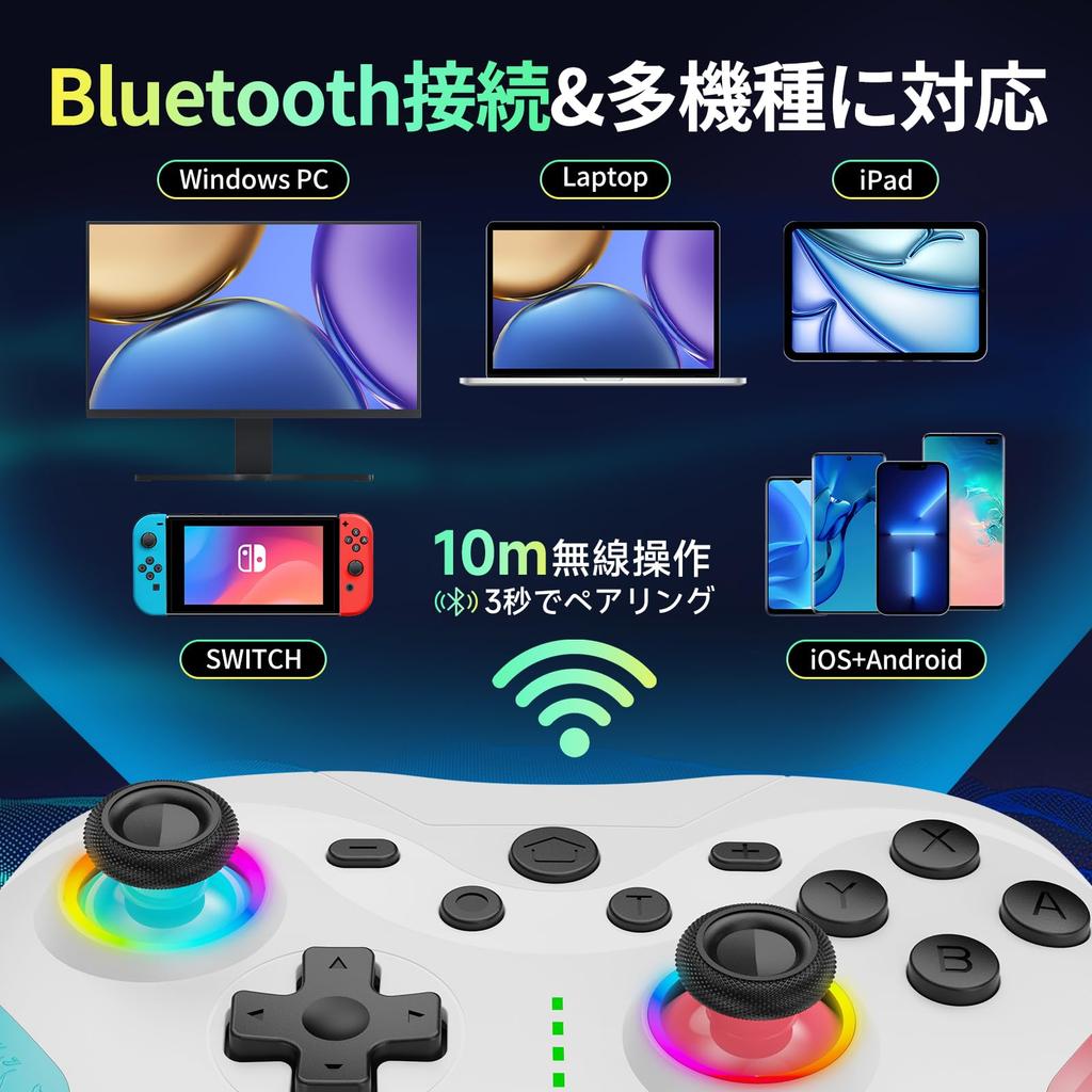Switch Turbo 20 Stunden Kontinuierlich 1000mAh Makro Rückseite RGB Bluetooth Drahtlos Gyro HD Pro Kompatibel mit und Inklusive Japanischer Bedienungsanleitung