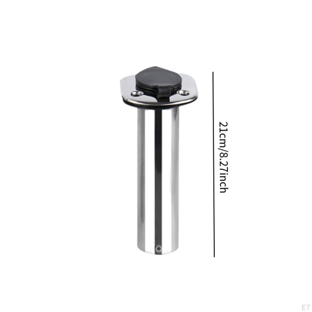 Stainless Steel Fishing Rod Holder, Accessory, Rest, with Drain, Flush-mounted, Lid