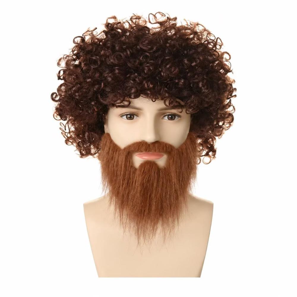 2pcs Realistic Curly Hair and Thick Long Beard Fluffy Wizard Cosplay Set Family Photos