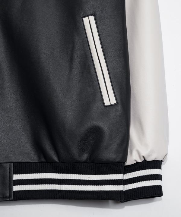 Veteze [Vegan Leather] Lined Varsity Jacket (Black)