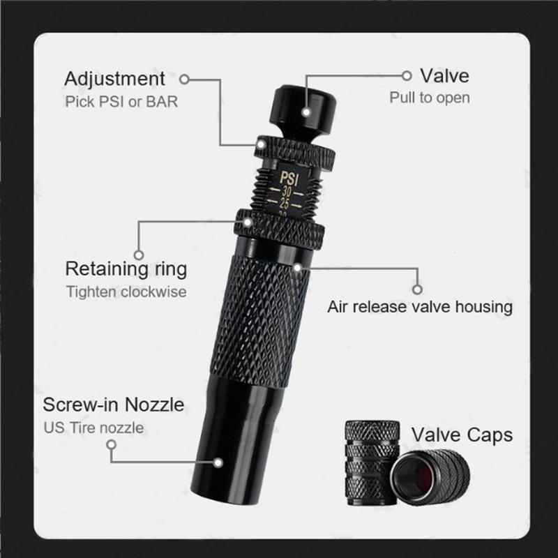 Tire Deflator Kit Brass Automatic Deflation Valve Tire Deflator Portable Fast Multifunctional Air Down Tool For RV ATV Truck Car