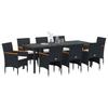 Garden Dining Set with Cushions 9 pcs Black Poly Rattan