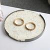 Designer Light Luxury Leather Stainless Steel Imitation Horse Hair Round Tray Decoration Living Room Entrance Hotel Soft Decoration Decoration