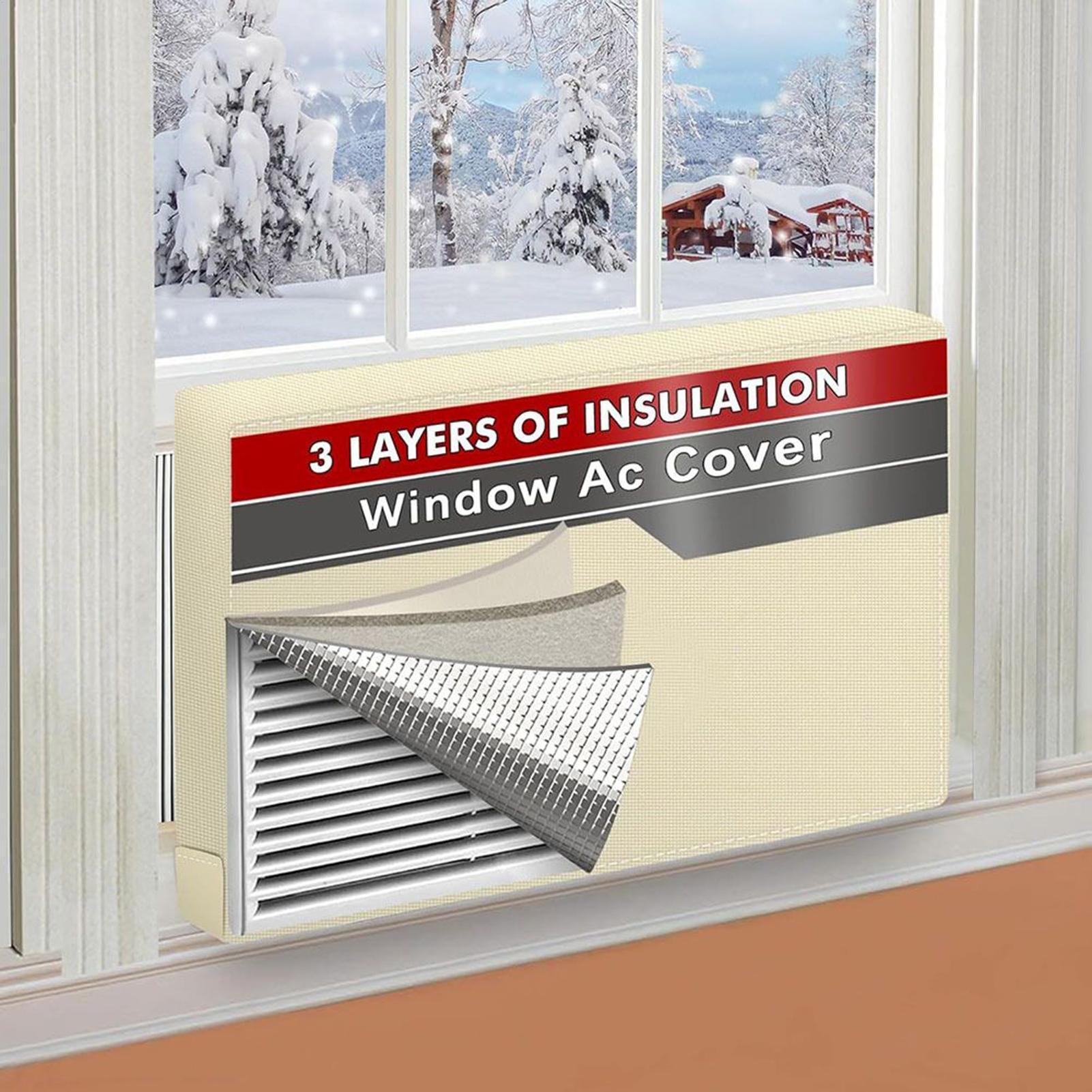 Window Air Conditioner Cover Adjustable Windproof Dust-proof Protection Winter Insulation Air Conditioner Cover for Dorm Office красный