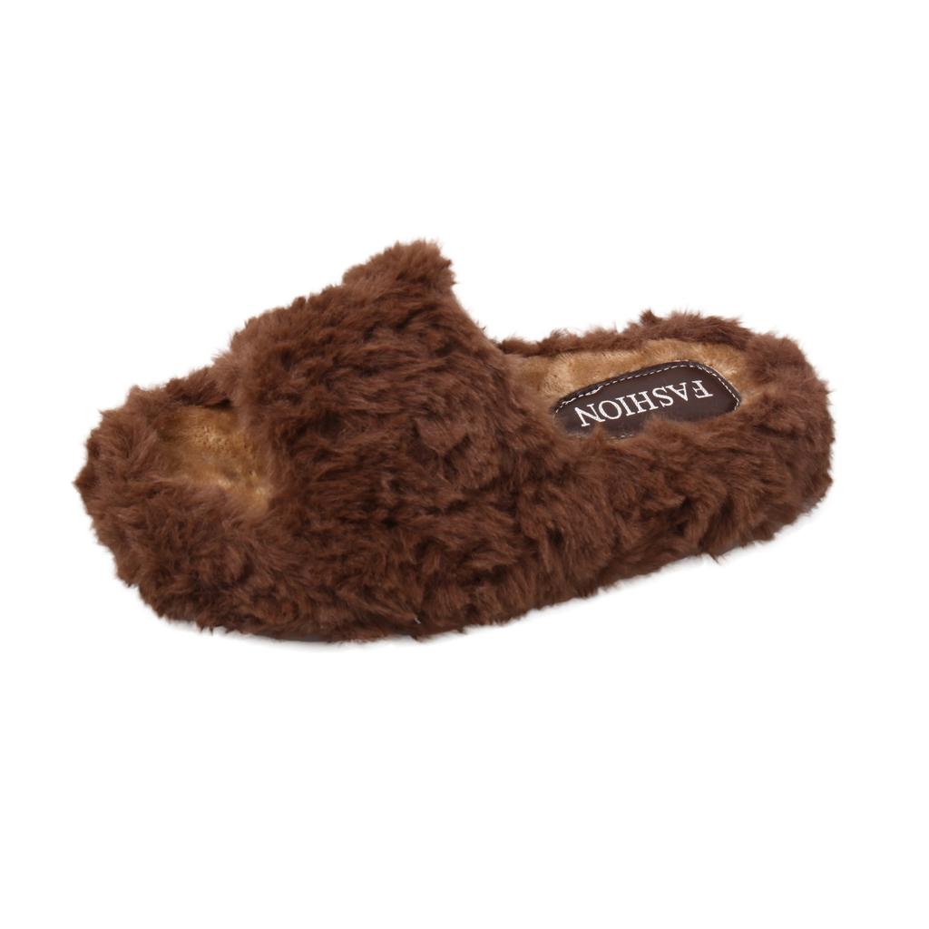 2025 Autumn Wool Slippers Women's Daily Adult Slippers Korean Version Student Flat Heel Beach Shoes Outer Slippers